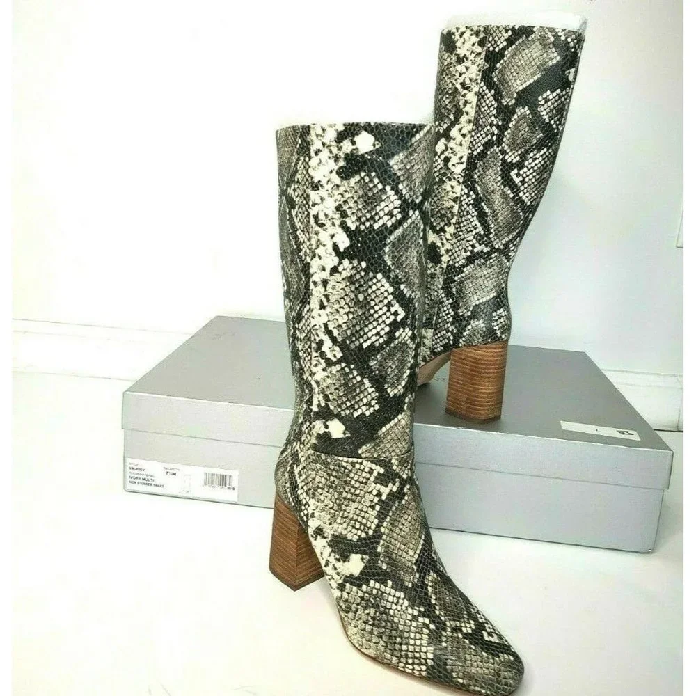 Vince Camuto Knee High Boots Snakeskin Phyton Leather Risy  7.5 - Picture 5 of 12